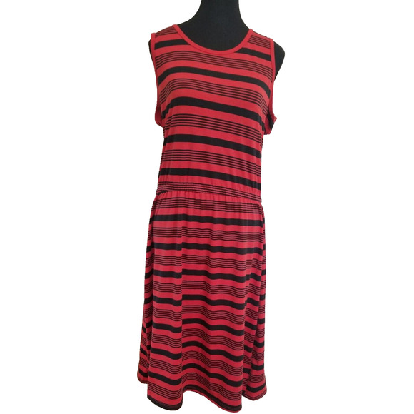 NWT's LuLaRoe Black & Red Striped "Summer" Career Casual Tank Sun Dress Size XL - Picture 1 of 7